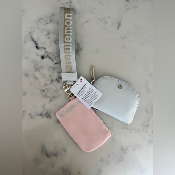 lululemon athletica Handbags - Lululemon Pink and Gray Wristlet Set NWT
